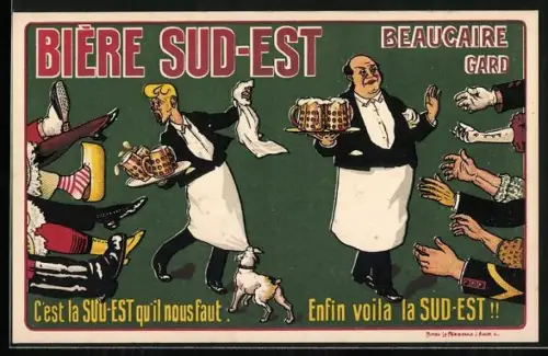 Künstler-AK Bière Sud-Est Beaucaire Gard, Brauerei-Werbung