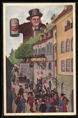 AK Salzburg, Brauerei-Werbung für Stiegl-Bier, Gasthaus Stiegl-Bräu-Keller