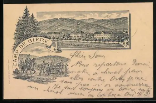 Lithographie Camp de Bière, Vue Panoramique