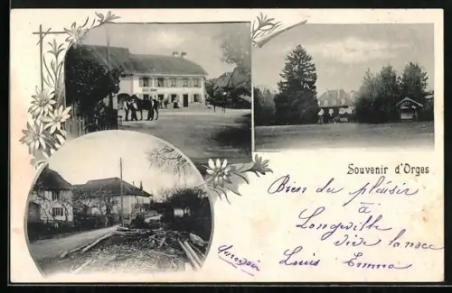 AK Orges, Strassenpartien und Anwesen