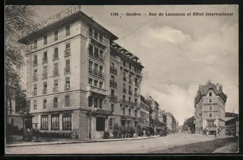 AK Genève, Rue de Lausanne et Hôtel International