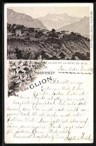 Lithographie Glion, Glion et la Dent du Midi