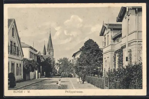 AK Bünde i. W., Blick in die Philippstrasse