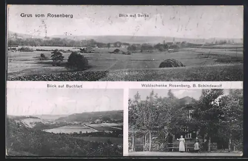 AK Berka / Ilm, Gasthaus Waldschenke Rosenberg, Blick auf Buchfart
