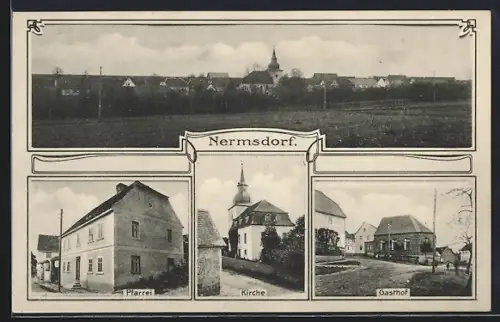 AK Nermsdorf, Gasthof, Pfarrei, Kirche