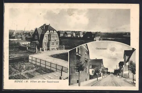 AK Bünde, Villen an der Gasstrasse, Blick in die Gasstrasse