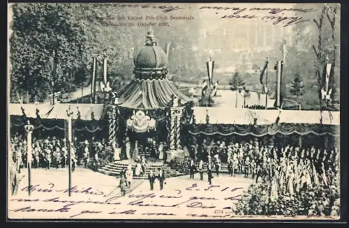AK Wiesbaden, Enthüllung des Kaiser Friedrich Denkmals 1897