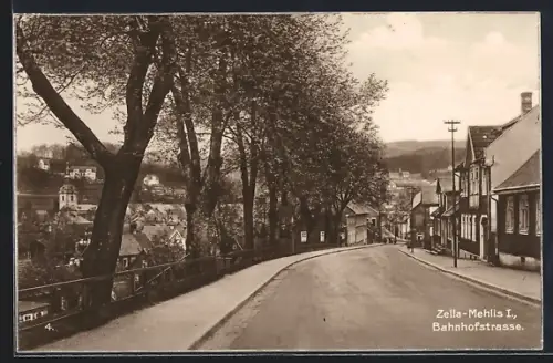 AK Zella-Mehlis, Blick in die Bahnhofstrasse