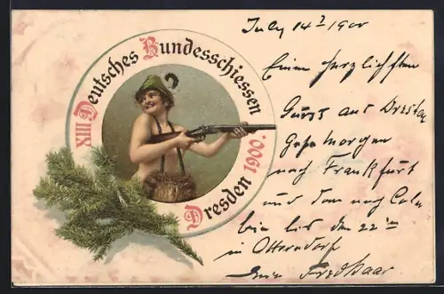 Lithographie Dresden, XIII Deutsches Bundesschiessen 1900