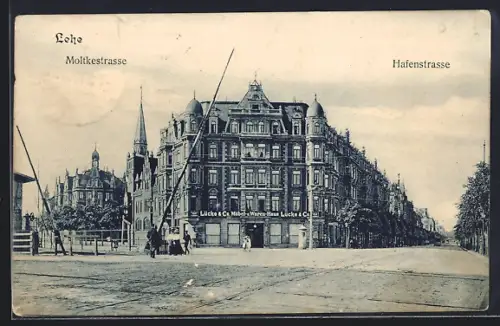 AK Lehe / Bremerhaven, Lücke & Co Möbel- u. Warenhaus in der Moltkestrasse Ecke Hafenstrasse
