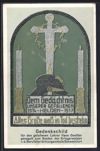 AK Schweinfurt, Gedenkschild für gefallene Lehrer 1914-1917, Nagelung