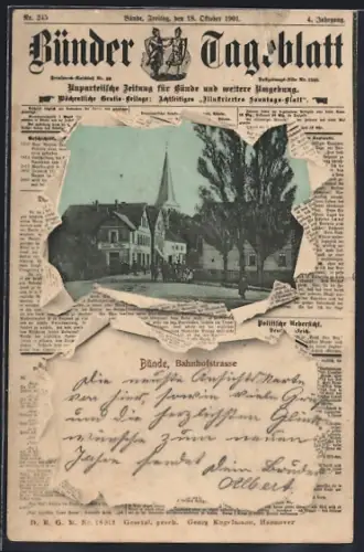Zeitung-AK Bünde, Bahnhofstrasse, Bünder Tageblatt