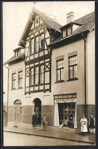 Foto-AK Bünde, Geschäft für Büro-Bedarf in der Bismarckstrasse