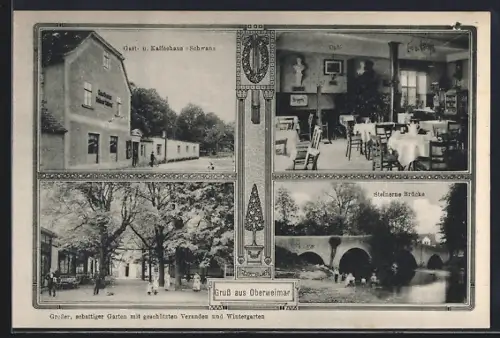 AK Oberweimar / Thüringen, Gasthaus zum Schwan und steinerne Brücke