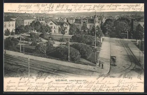 AK Weimar / Thüringen, Strasse am Jubiläumsplatz