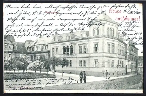 AK Weimar, Strasseneck am Kegelplatz mit Passanten