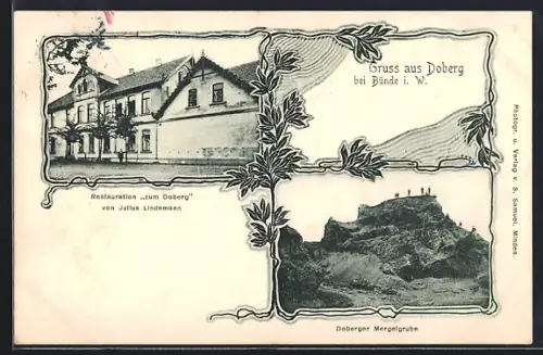 AK Doberg bei Bünde, Restaurant zum Doberg von Julius Lindemann, Doberger Mergelgrube