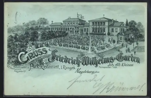 Lithographie Magdeburg, Park-Restaurant Friedrich-Wilhelms-Garten