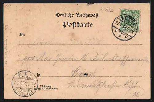 Lithographie Weimar / Thüringen, Gasthaus Rödchen, Festplatz, Kegelbahn