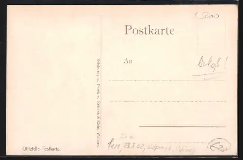 AK Weimar / Thüringen, 50-jährige Jubelfeier Baugewerkschule 1909, Blick auf die Schule