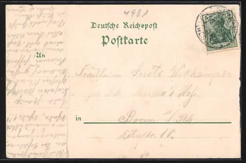 Lithographie Spradow bei Bünde, Gasthaus Fritz Koldewey, Alte Schule, Neue Schule, Kapelle