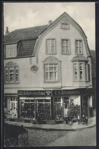 AK Bünde i. Westf., Schuhwarenhaus E. H. Spengemann