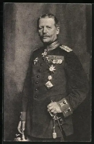 AK Heerführer v. Linem in Uniform mit Säbel