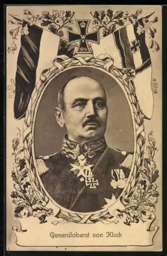 AK Generaloberst von Kluck in Uniform mit Orden, Reichskriegsflagge