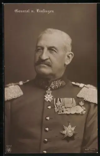 Foto-AK Heerführer, Portrait General von Linsingen in Uniform mit Ordenspange