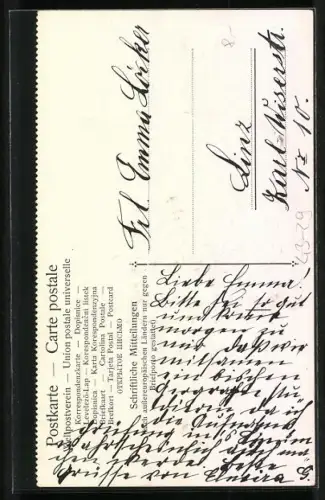 AK Deutscher Mädchenkalender 1908, Das Kränzchen, Der Michel spielt auf zu einem Tänzchen