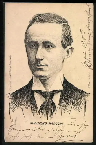 AK Portraitzeichnung von Guglielmo Marconi