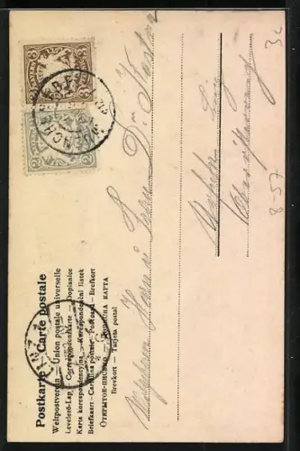 AK Münchner Kindl sitzt auf Bierfass