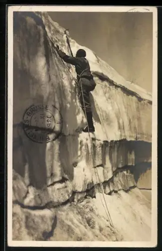 AK Bergsteiger bei der Ersteigung einer Firnwand