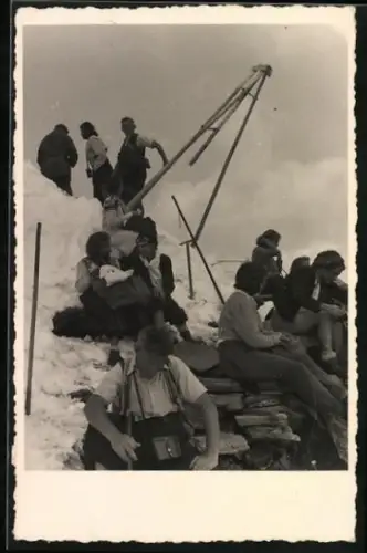 Foto-AK Schönbichlerhorn, Bergsteigergruppe mit Bergführer Jochler