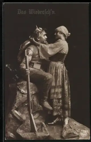 AK Das Wiedersehn, Lebende Skulptur