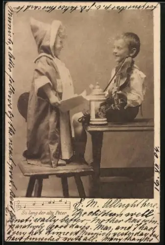 AK Münchner Kindl und kleiner Geiger