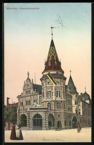 AK München, Löwenbräu-Keller und Strasse