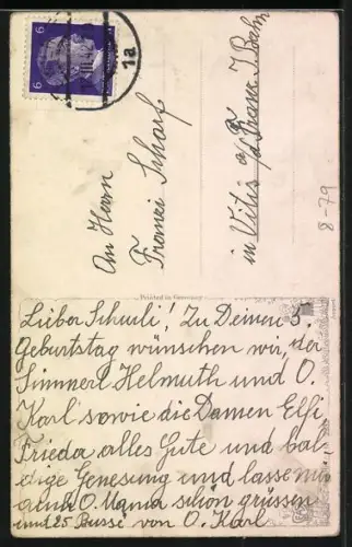 AK Kleiner Junggeselle beim Wenden eines Pfannkuchens, Hund