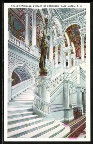 AK Washington D. C., Library of Congress, Grand Staircase