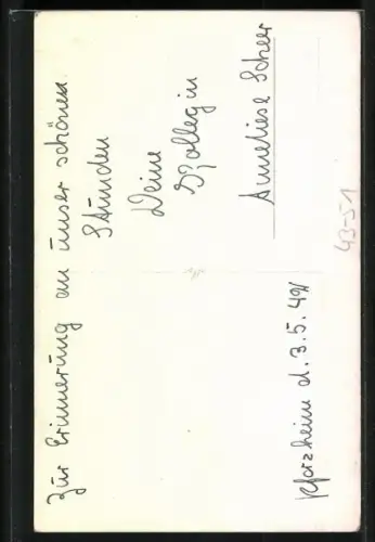 AK Anneliese Scheer, Balletttänzerin in Tanzpositur, rückseitig Autograph