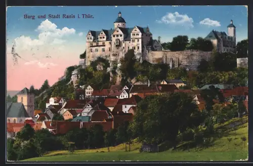 AK Ranis i. Thür., Teilansicht mit Burg