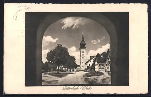 AK Rottenbuch / Ammer, Kirche, Ortsansicht, Torbogen