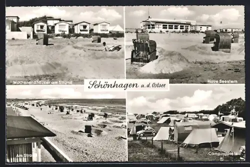 AK Schönhagen a. d. Ostsee, Hotel Haus Seestern, Wochenendhäuser am Strand, Campingplatz