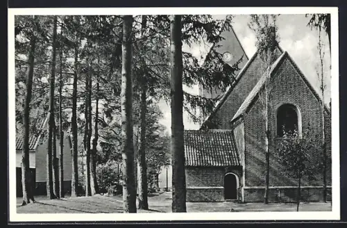 AK Rickling /Holstein, Kirche mit Bäumen