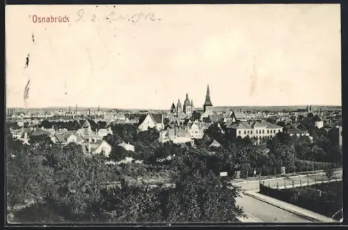 AK Osnabrück, Teilansicht mit Strassenpartie