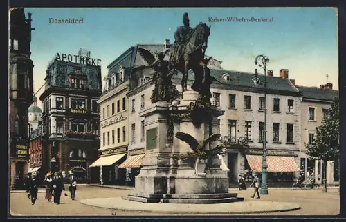 AK Düsseldorf, Strassenpartie am Kaiser-Wilhelm-Denkmal