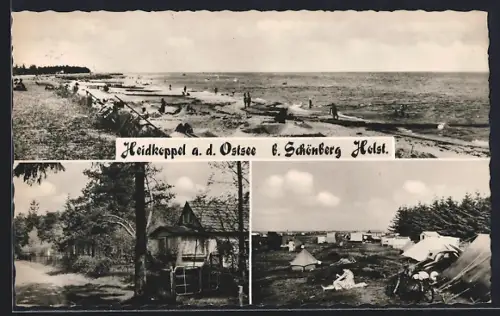 AK Heidkoppel a. d. Ostsee b. Schönberg, Strand, Zeltplatz, Strassenpartie