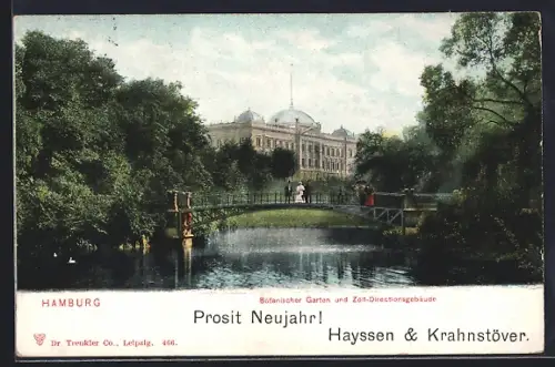 AK Hamburg-St.Pauli, Botanischer Garten und Zollgebäude