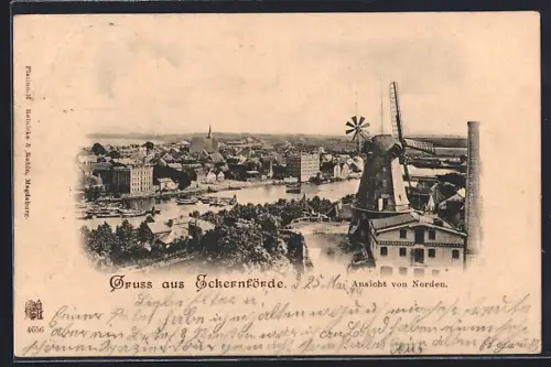 AK Eckernförde, Ansicht von Norden, Windmühle, Windrad