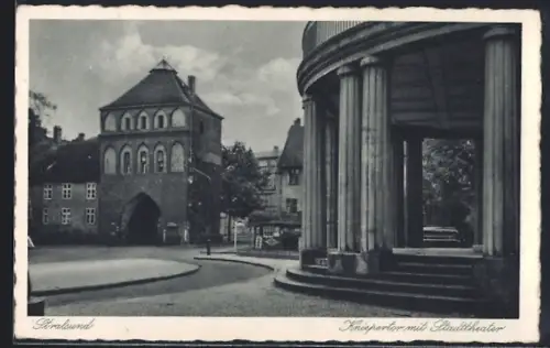 AK Stralsund, Kniepertor mit Theater